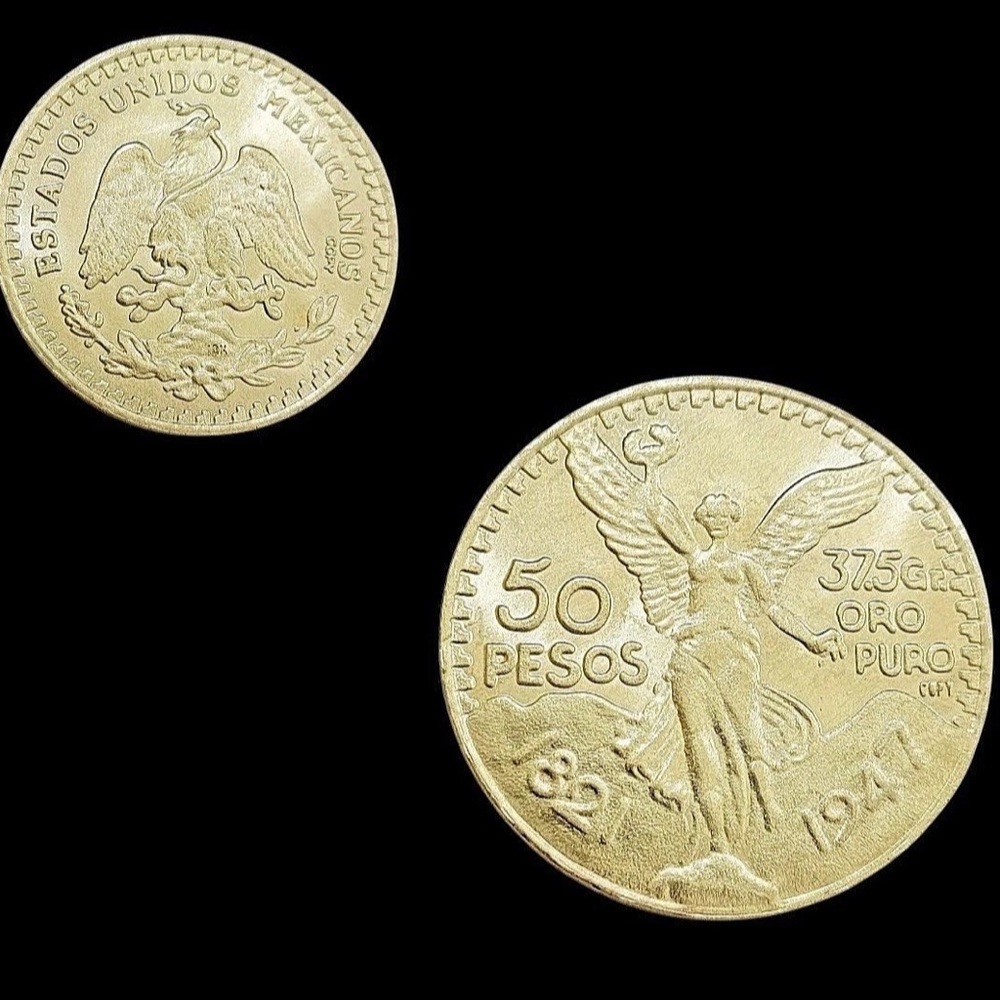 Centenario Coin Custom Solid 10k Yellow Gold 50 P… - image 5